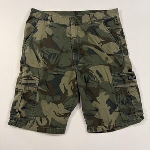 Wrangler Shorts Mens 34 Green Camo Cargo Pockets Outdoor Hiking‎ Army Casual